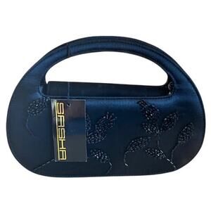 Vintage Y2K Sasha Black Satin Beaded Evening Bag NWT